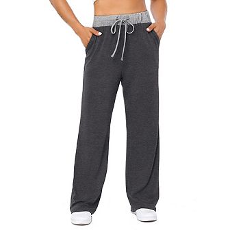 Womens Wide Leg Pants Drawstring Workout Sweat Pants High Waist Pajama Legging with Pockets
