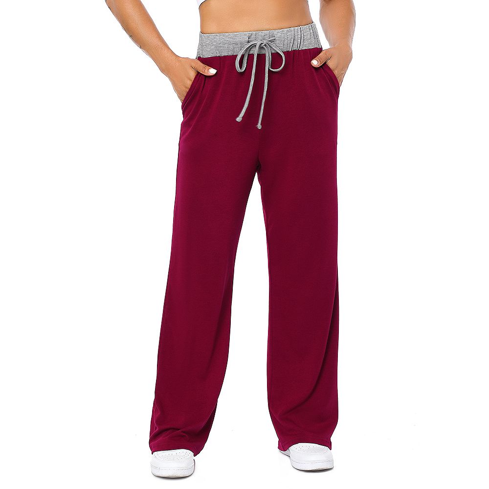 Womens Wide Leg Pants Drawstring Workout Sweat Pants High Waist Pajama