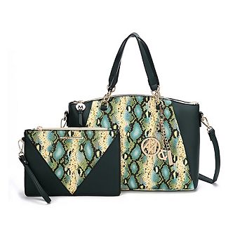 MKF Collection Addison Snake Embossed Tote Bag with matching Wristlet Pouch by Mia K- 2 pc