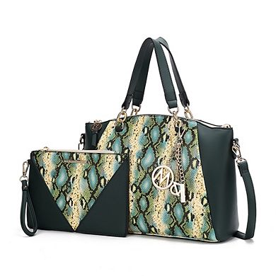 MKF Collection Addison Snake Embossed Tote Bag with matching Wristlet Pouch by Mia K- 2 PCS