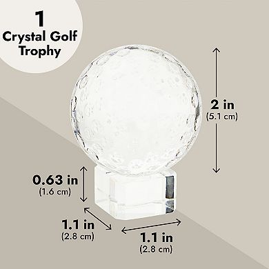Crystal Golf Ball Trophy with Base and Gift Box for Sports Tournament, 2 x 3 In