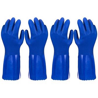 2 Pairs Heavy Duty Rubber Cleaning Gloves for Kitchen, Reusable, Large
