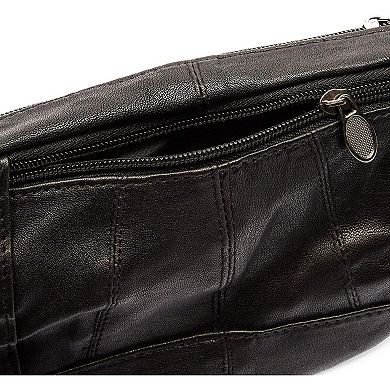 Juvale Fanny Pack with Adjustable Strap for Plus Size (Black, Sheep Leather)