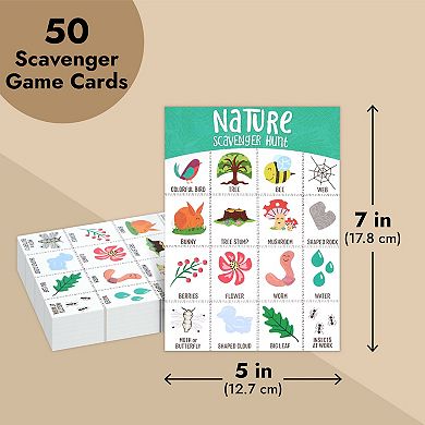 50 Pack Find And Seek Nature Scavenger Hunt Cards, Outdoor Games For Kids