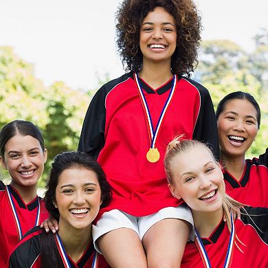 24 Pack Gold Medals For All Ages, 1.5" Participation Awards, 15.3" Neck Ribbon