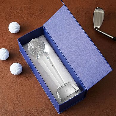 Crystal Glass Golf Trophy Award with Gift Box, Paperweight for Desktop, 9 In