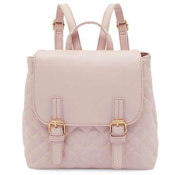 Pink Pu Quilted Leather Mini Backpack Purse For Women With Double Buckle Closure (10 X 4 In, Pink)