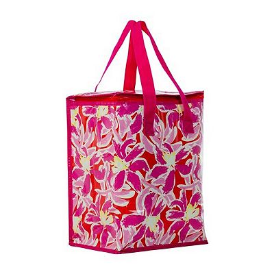 Red Yellow Flower Summer Zipper Cooler Bag
