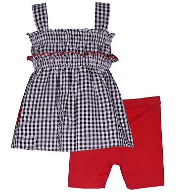 Baby & Toddler Girl Bonnie Jean Ladybug Patch Peplum Dress & Biker Shorts Set
