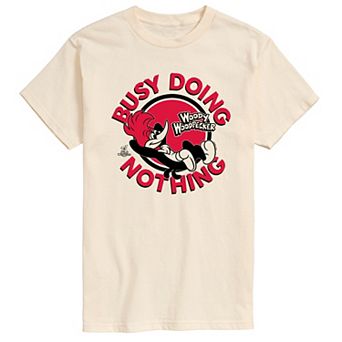 Men's Woody Woodpecker Busy Doing Nothing Graphic Tee