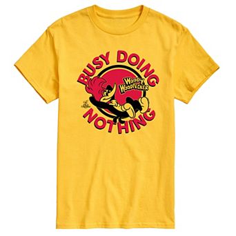 Men's Woody Woodpecker Busy Doing Nothing Graphic Tee