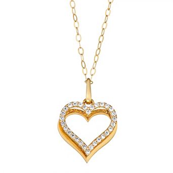 Taylor Grace 10k Gold Cubic Zirconia Heart Pendant Necklace