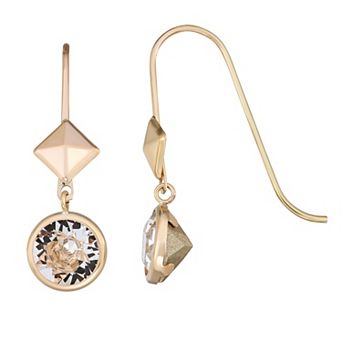 Taylor Grace 10k Gold Round Crystal Drop Earrings