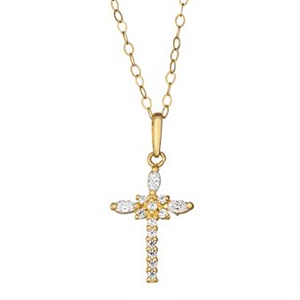 Taylor Grace 10k Gold Cubic Zirconia Cross Pendant Necklace