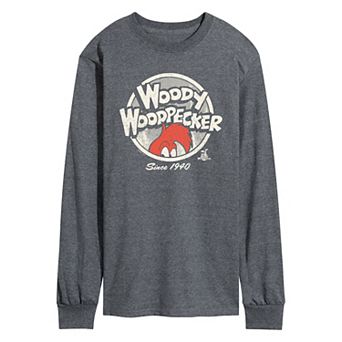 Men's Woody Woodpecker Vintage Logo Long Sleeve Graphic Tee