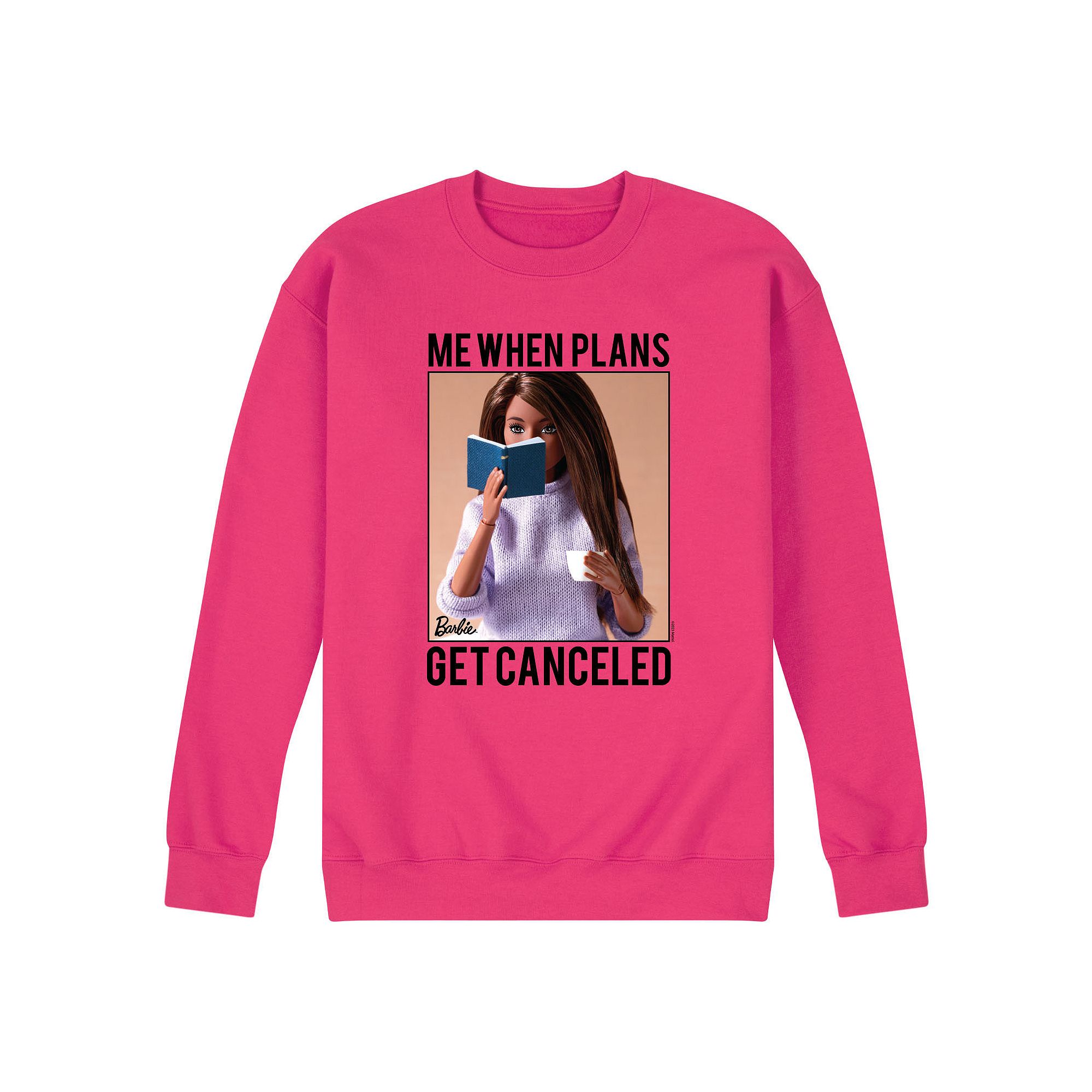 Mens Barbie® When Plans Get Canceled Fleece Sweatshirt, Size: Small, Pink