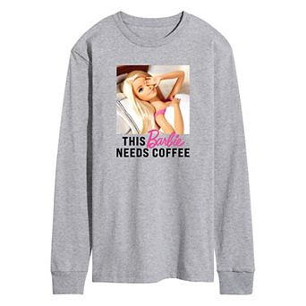 Men's Barbie® This Barbie Needs Coffee Long Sleeve Graphic Tee