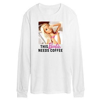 Men's Barbie® This Barbie Needs Coffee Long Sleeve Graphic Tee