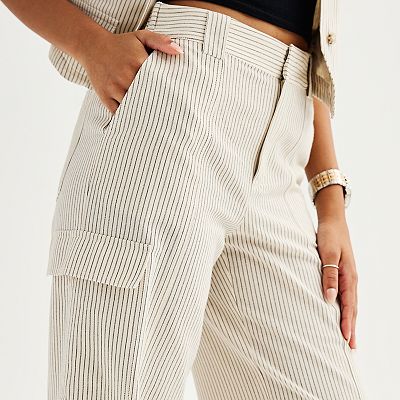 Juniors SO Linen Stripe Wide Leg Cargo Pants