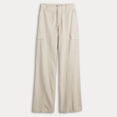 Juniors' SO® Linen Stripe Wide Leg Cargo Pants