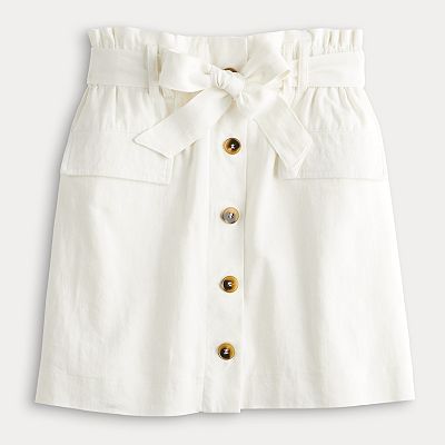 Juniors SO Paperbag Cargo Linen Skirt