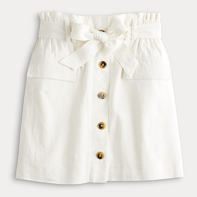 Juniors' SO® Paperbag Cargo Linen Skirt