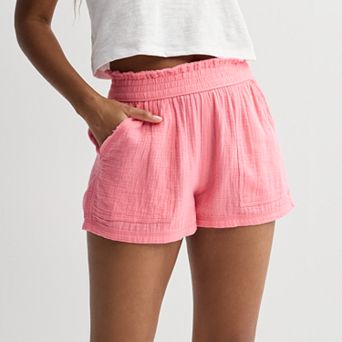 Juniors' SO® High Rise Double Gauze Shorts