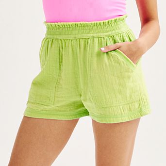 Juniors' SO® High Rise Double Gauze Shorts
