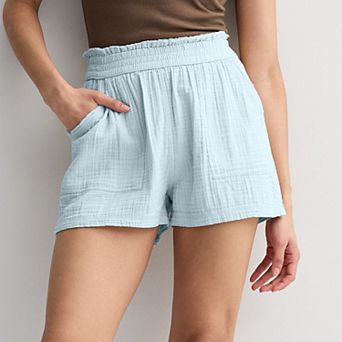 Juniors' SO® High Rise Double Gauze Shorts