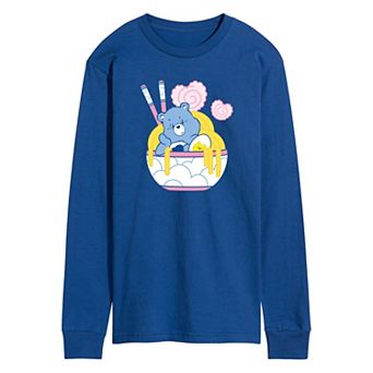 Men's Care Bears Grumpy Ramen Bowl Long Sleeve Graphic Tee