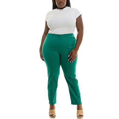 Plus Size Nina Leonard Elastic Ankle Pants