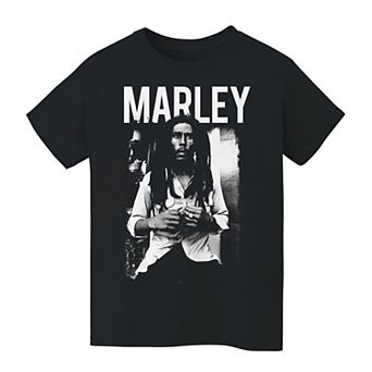 Kids 8-20 Bob Marley Black and White Graphic Tee