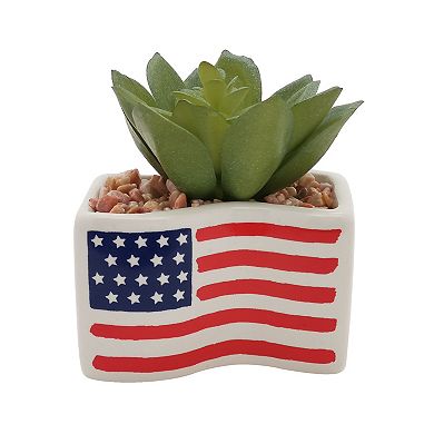 Celebrate Together Americana American Flag Faux Succulent Sitabout