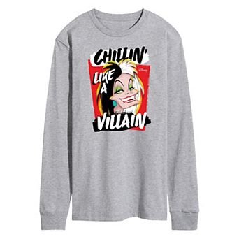 Disney Villains Cruella Men's Chillin' Long Sleeve Graphic Tee