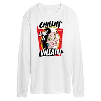 Disney Villains Cruella Men's Chillin' Long Sleeve Graphic Tee