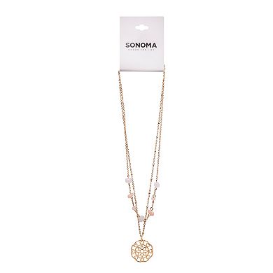 Sonoma Goods For Life® Gold Tone Beaded Double-Strand Filigree Pendant Necklace