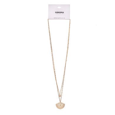 Sonoma Goods For Life® Gold Tone Simulated Crystal Double-Strand Filigree Fan Pendant Necklace