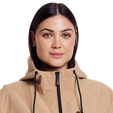 Plus Size Weathercast Lightweight Hooded Rain Slicker Coat