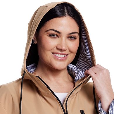 Plus Size Weathercast Lightweight Hooded Rain Slicker Coat