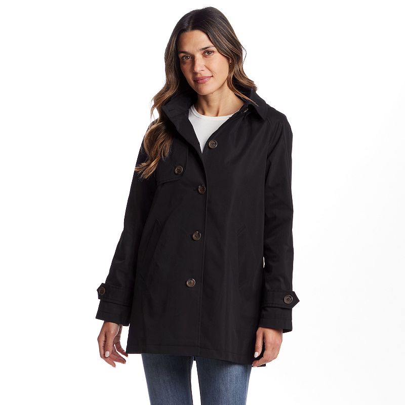 Women's Weathercast Lightweight Button Front Hooded Topper Jacket,