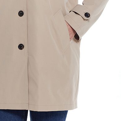 Plus Size Weathercast Lightweight Button Front Hooded Topper Jacket