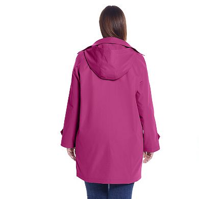 Plus Size Weathercast Lightweight Button Front Hooded Topper Jacket