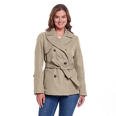 Women's Weathercast Lightweight Double Breasted Tie Waist Trench Coat