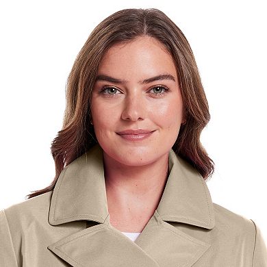 Women's Weathercast Lightweight Double Breasted Tie Waist Trench Coat