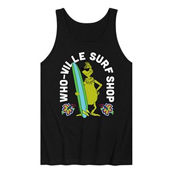 Men's Dr. Seuss The Grinch Whoville Surf Shop Graphic Tank Top