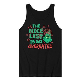 Men's Dr. Seuss The Grinch Nice List Overrated Graphic Tank Top