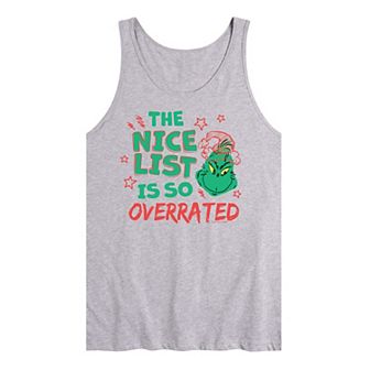 Men's Dr. Seuss The Grinch Nice List Overrated Graphic Tank Top