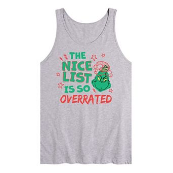 Men's Dr. Seuss The Grinch Nice List Overrated Graphic Tank Top
