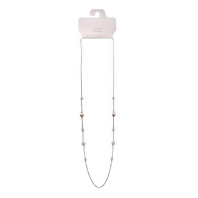 LC Lauren Conrad Rose Gold Tone Baroque Simulated Pearl Long Station Necklace