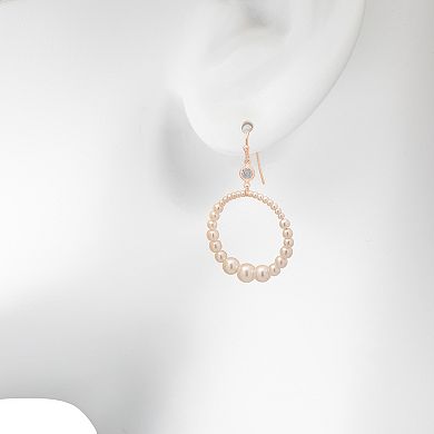 LC Lauren Conrad Rose Gold Tone Crystal & Simulated Pearl Open Circle Drop Earrings